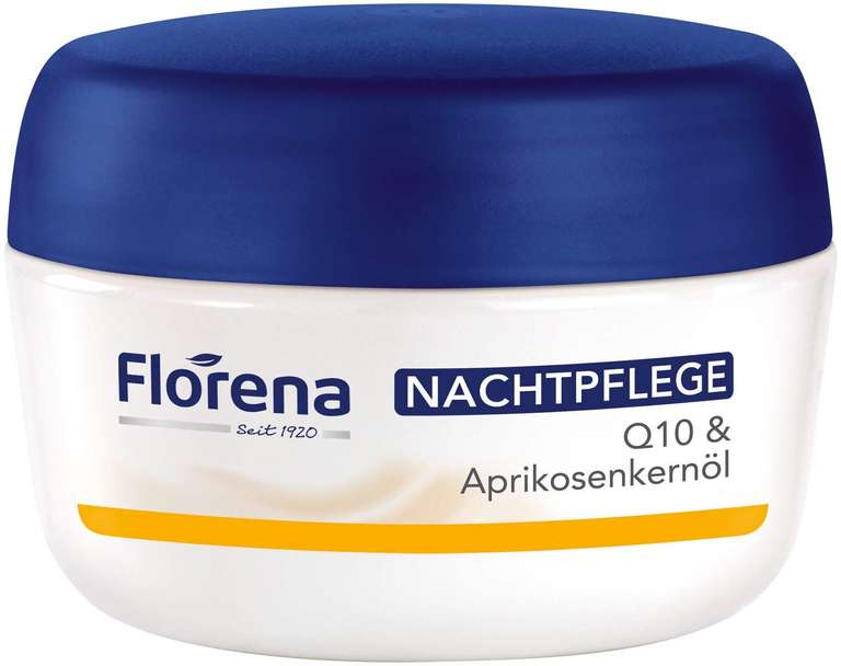 Florena Nachtpflege Q10 & Aprikosenkernöl, Gesichtscreme gegen Falten mit Vitamin E 50ml (Prime Spar-Abo)