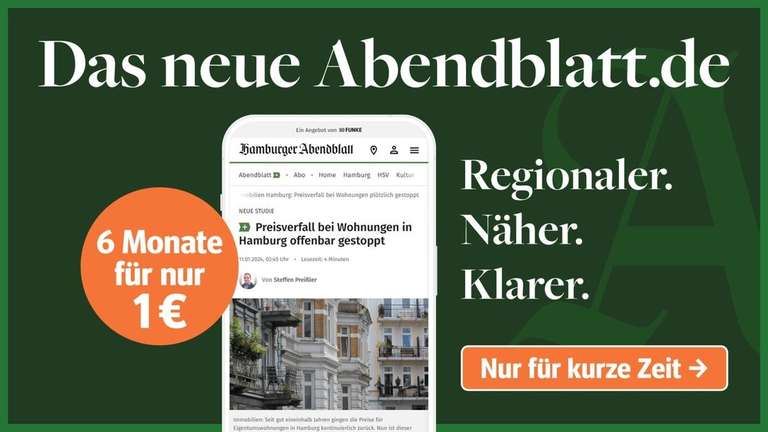 Hamburger Abendblatt Plus: 6 Monate für 1 €