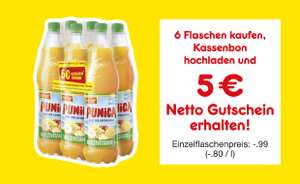 NETTO: 6 Flaschen Punica + 5€ Gutschein für 5,94, OHNE HUND, 1 x Pro Haushalt.