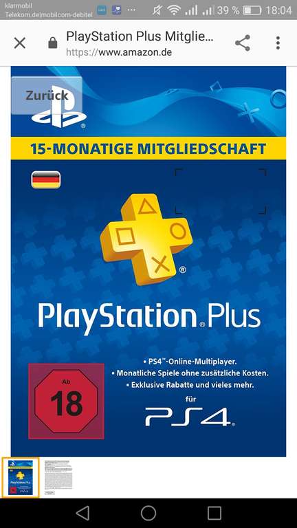 PlayStation Plus Mitgliedschaft 15 Monate [Amazon Prime Day]