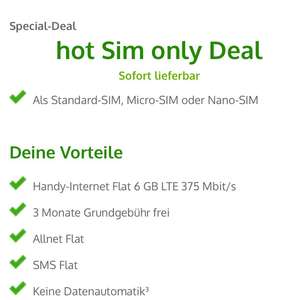 Vodafone SIM only Tarif | 6GB LTE & Allnet Flat für unter 27 jährige