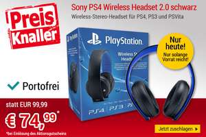 nur HEUTE - buecher.de - Sony PS4 Wireless Headset 2.0 schwarz - 74,99€
