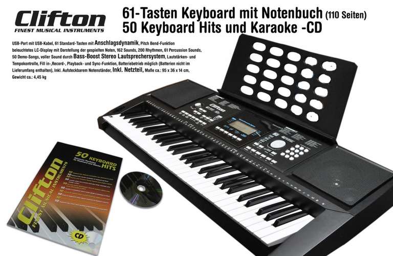 [Aldi Nord] [ab 30.11.2017] Clifton Keyboard LP 6210c für 89,99€