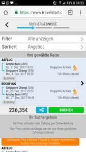 Error Fare: Flüge von Amsterdam nach Singapur und zurück für nur 236€