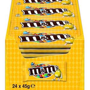 [Amazon.de] M&M'S Erdnuss / Schokolinsen mit knackigem Erdnusskern und bunter Zuckerhülle / Single Beutel für unterwegs / 24 x 45g mini Beutel