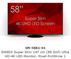 Swedx 58 Zoll Ultra HD-4K LED-Monitor, Pixelklasse 1 -- Preis inklusive Versand (62€)
