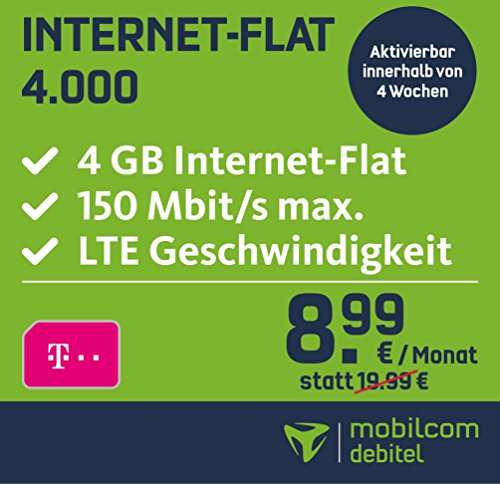 Telekom: 4GB 150 Mbit/s LTE ohne Telefonie