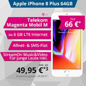iPhone 8Plus 64GB mit Telekom Magenta Mobil M Young