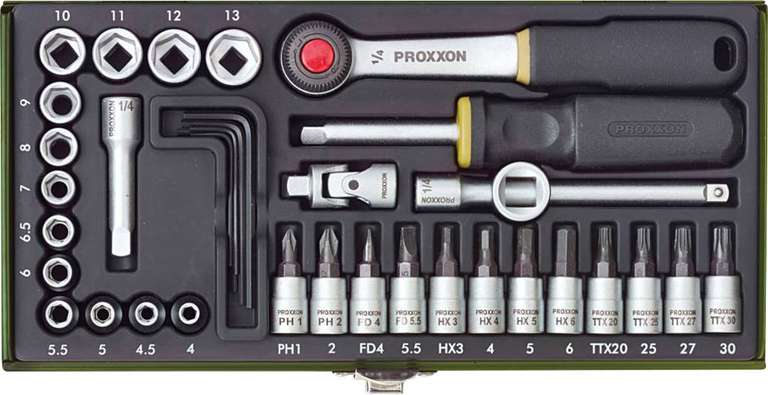 Proxxon Industrial Steckschlüsselsatz 1/4" 36teilig für 25,19€ inkl. Versand