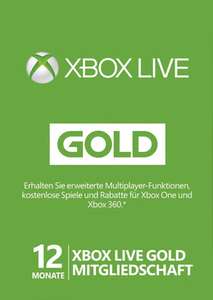 Microsoft Xbox Live Gold - 12 Monate für 34,90€ (Gamesdeal)