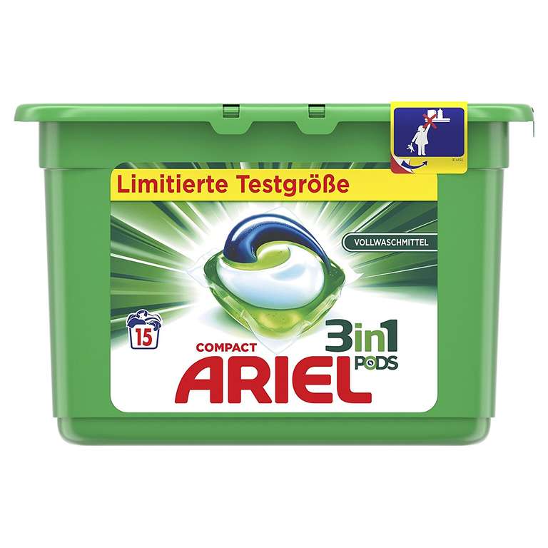 Ariel 3in1 PODs, Probiergröße (15 Waschladungen/ 20ct pro WL) für 3 € + Gutschein in Höhe des Produktwertes für einen Einkauf in gleicher Produktkategorie @ Amazon Plus Produkt (Prime only)
