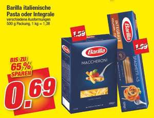 [Marktkauf Nordbayern/Sachsen/Thüringen ab 19.02.] Barilla Nudeln 500 g-Packung (auch Integrale)