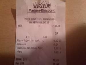 Netto (Lokal Schesslitz?) Alpro Sojadrink 1L für 1 €