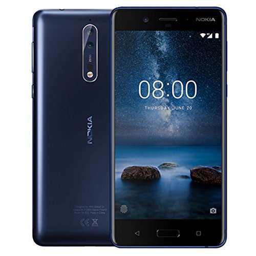 Nokia 8: 5,3" QHD, Snapdragon 835, 4GB RAM, 64GB UFS 2.1, 13 MP f/​2.0 Kamera, USB-C, Wlan ac, NFC, Metall Rückseite, Android 8 für 339,18€ (Amazon.it)