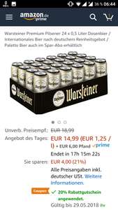 [Prime] Warsteiner Pilsener 24 x 0,5 Liter Dosenbier (eff. 0,49€/Dose)