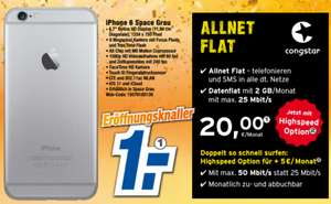 Lokal Celle, Burgdorf und Lehrte: iPhone 6 32GB mit Congstar Allnet Flat 2GB für rechnerisch monatlich 20,88€ oder ggf. 10,17€