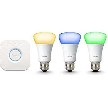 Philips Hue White und Color Ambiance E27 LED Lampe Starter Set, drei Lampen 4. Generation, dimmbar, steuerbar via App, kompatibel mit Amazon Alexa (Echo, Echo Dot), 8718696728796 [Energieklasse A+]