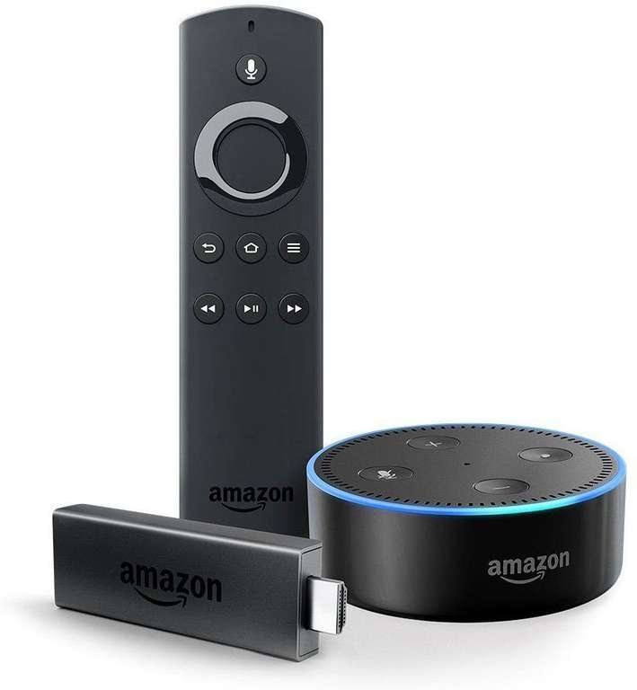 Fire TV Stick mit Alexa-Sprachfernbedienung + Echo Dot (Schwarz u. Weiß) (Amazon Prime)