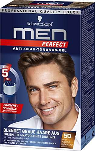 Schwarzkopf Men Perfect Pflege-Tönungsgel (Prime Day), 3er Pack, hellbraun, dunkelbraun gegen graue Haare