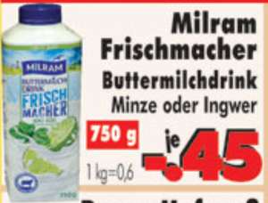 [Nordhessen] Milram Buttermilch Drink Minze oder Ingwer 750g für 0,15€ (Angebot+Coupies)