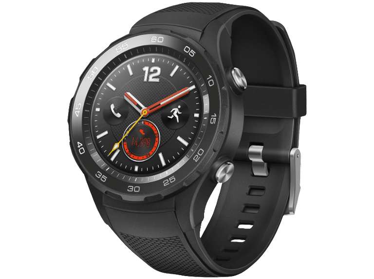 [Media Markt] HUAWEI WATCH 2 (4G) Smartwatch mit schwarzem Sportarmband (SIM-Unterstützung, NFC, Bluetooth, WLAN, Android Wear 2.0) Schwarz für 249€ oder ohne 4G für 219€