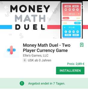 Android Spiele für Kinder ohne Werbung/In-App-Käufe vorübergehend gratis im Google Play Store: Money Math Duel, Color Dots, Counting Numbers, Collector Infant Finger Practice, Play Phone