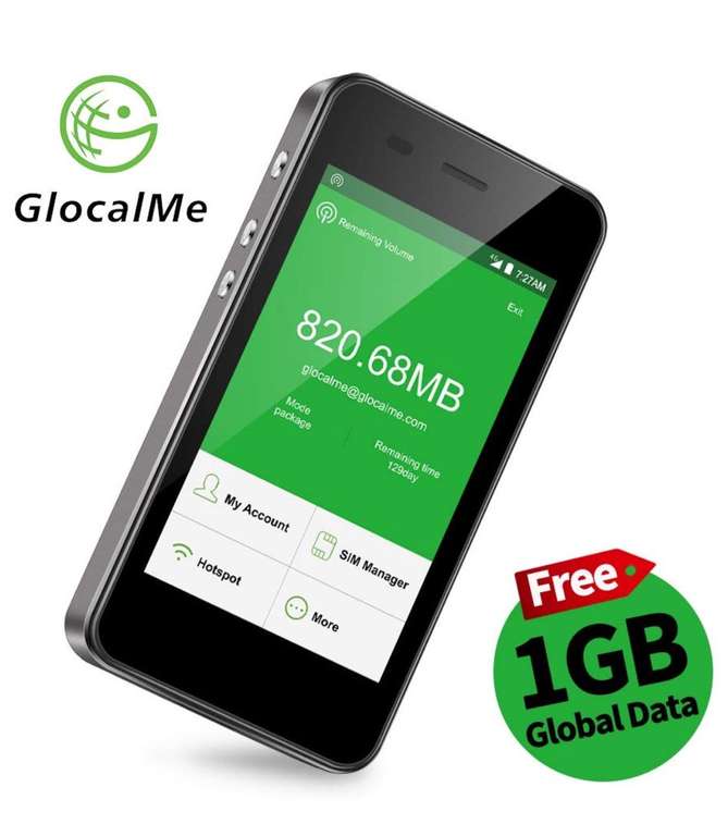 GlocalMe G3 4G LTE mobiler Wi-Fi Hotspot / mit 1,1GB weltweit Daten