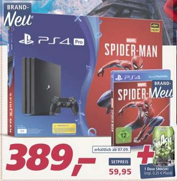 Playstation 4 PRO (1 TB) inkl. 1 Controller & Spider-Man (evtl. Ab 07.09. auch Online)