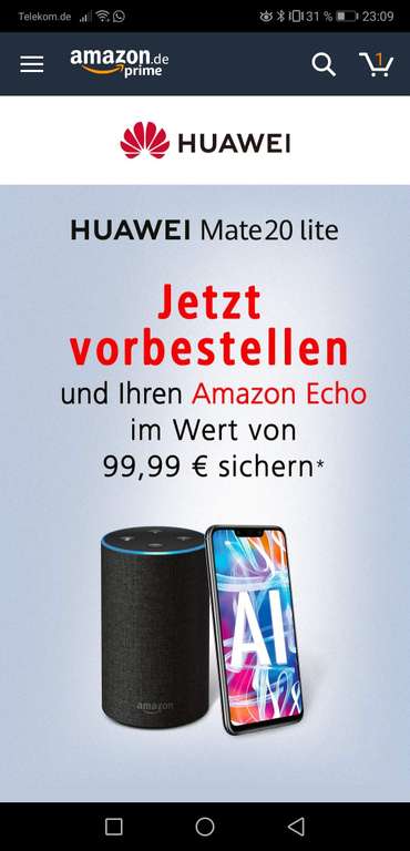 Huawei Mate20 lite bei Amazon vorbestellen und Amazon Echo umsonst erhalten