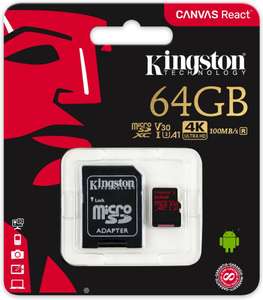 Kingston Canvas React 64GB microSDXC - SDRC V30 A1 UHS-I Class U3 4K​ inkl. SD Adapter