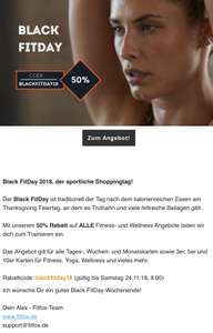 Black FitDay! -50% Rabatt auf ALLE Fitness Karten