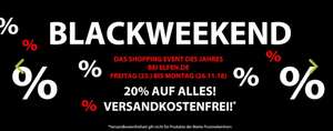 Blackfriday / Blackweekend bei Elfen.de, 20% + VSKfrei
