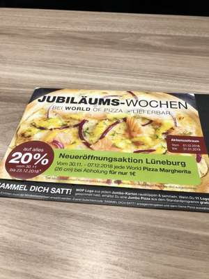 [Lokal] World of Pizza Lüneburg - 26cm Margherita für 1€