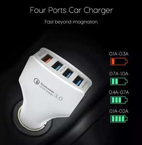 [Zapals.com] QC 3.0 4 USB Ports 7A Fast Charging Car Charger with LED Indication Light