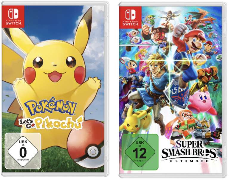 Nintendo Switch Pokémon Let's Go 34,79€ -  Super Smash Bros. Ultimate 49,99€ - Joy Con 2er 57,99€ und diverse mehr - m. Paydirekt
