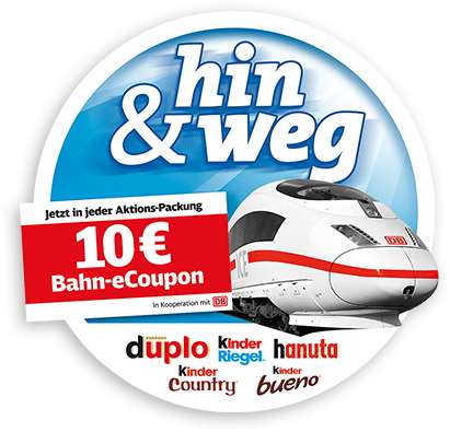 10€ DB Bahn e-Coupon @ Ferrero Aktionspackungen (gültig von 01.01.2019 - 17.04.2019)