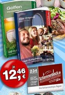 Schlemmerblock 2019, Gutscheinbuch 2019, Gutscheinbuch Golfen 2019 für jeweils 12,46€ inkl. Versand