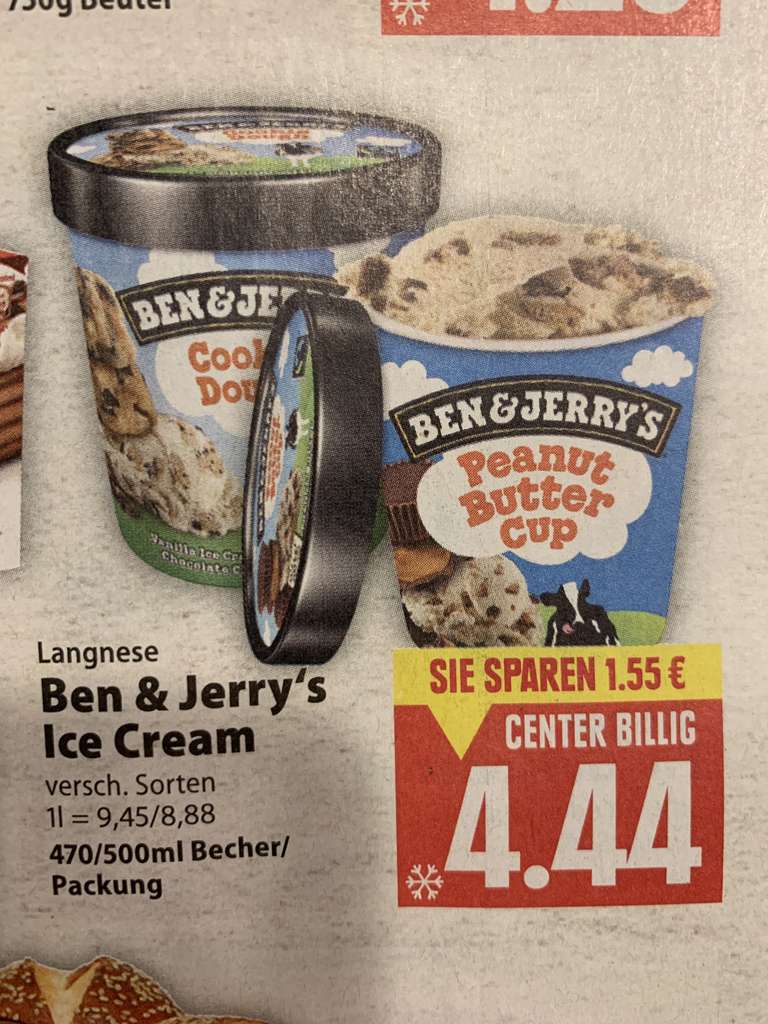 [Edeka Center] Ben & Jerry‘s Ice Cream Eis 500 ml Becher