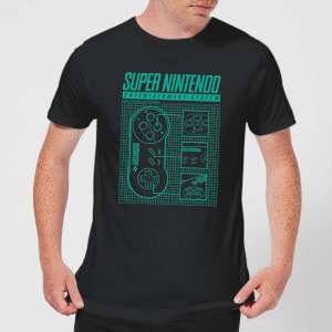 Super Nintendo Entertainment System SNES T-Shirt "Blueprint" (offiziell lizenziert, Männer- & Frauenschnitt, Größen S-XXL (M) & XS-5XL (W))