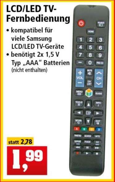 TV Fernbedienung Samsung kompatibel für 1,99 Euro [Thomas Philipps]