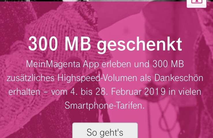 300 MB Datenvolumen für Telekom Kunden geschenkt