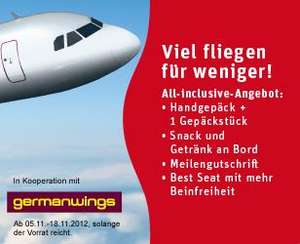 German Wings + Rewe: Flüge für 39,99 Euro (deutschlandweit) bzw. 44,99 Euro (europaweit)