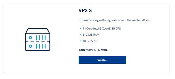 VPS Server dauerhaft 1 Euro  im Monat bei 1&1 Ionos