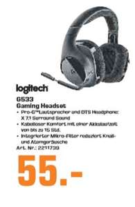 [Regional Saturn Troisdorf ab 02.03] Logitech G533 Gaming Headset (kabelloser DTS 7.1 Surround Sound) schwarz für 55,-€