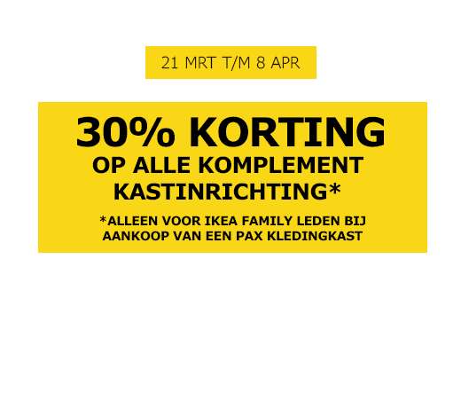 [Grenzgänger Niederlande] IKEA Family: 30% auf das PAX-Interieur KOMPLEMENT und 15% auf Schrankbeleuchtung.