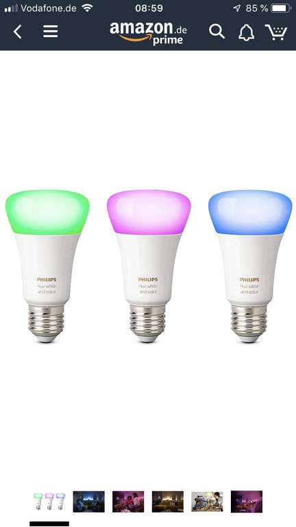 Philips Hue White and Color Ambiance E27 LED Lampe Dreierpack