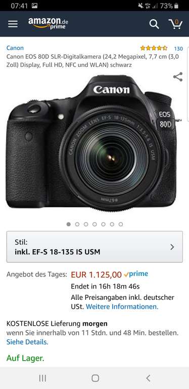 Kamera Canon EOS 80D Kit 18-135 Kit Amazon Deutschland Blitzangebot