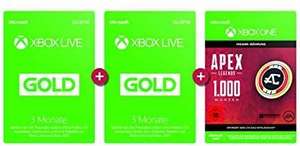 Xbox Live Gold Mitgliedschaft 6 Monate + APEX Legends: 1.000 Coins [Xbox Live Download Code] [Amazon]
