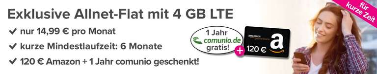 (Tarifhaus.de) 6 Monate 4GB Allnet-Flat (O²-Netz) + 1 Jahr Comunio + 120 EUR Amazon Gutschein (mit Gewinn!!!)