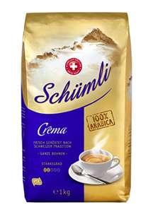 Schümli - Espresso oder Crema - 1 kg Packung für 6,99 € (5 % Abo) bzw. 5,99 € (5er Abo) @ amazon Sparabo